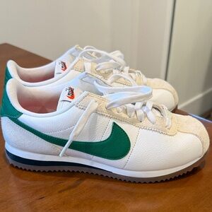 Nike Women’s White & Green Classic Cortez Sneakers